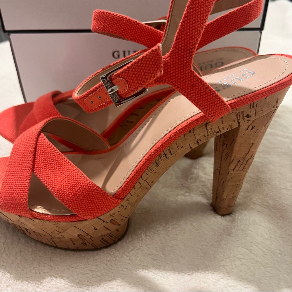 Guess sandals orange material size 9